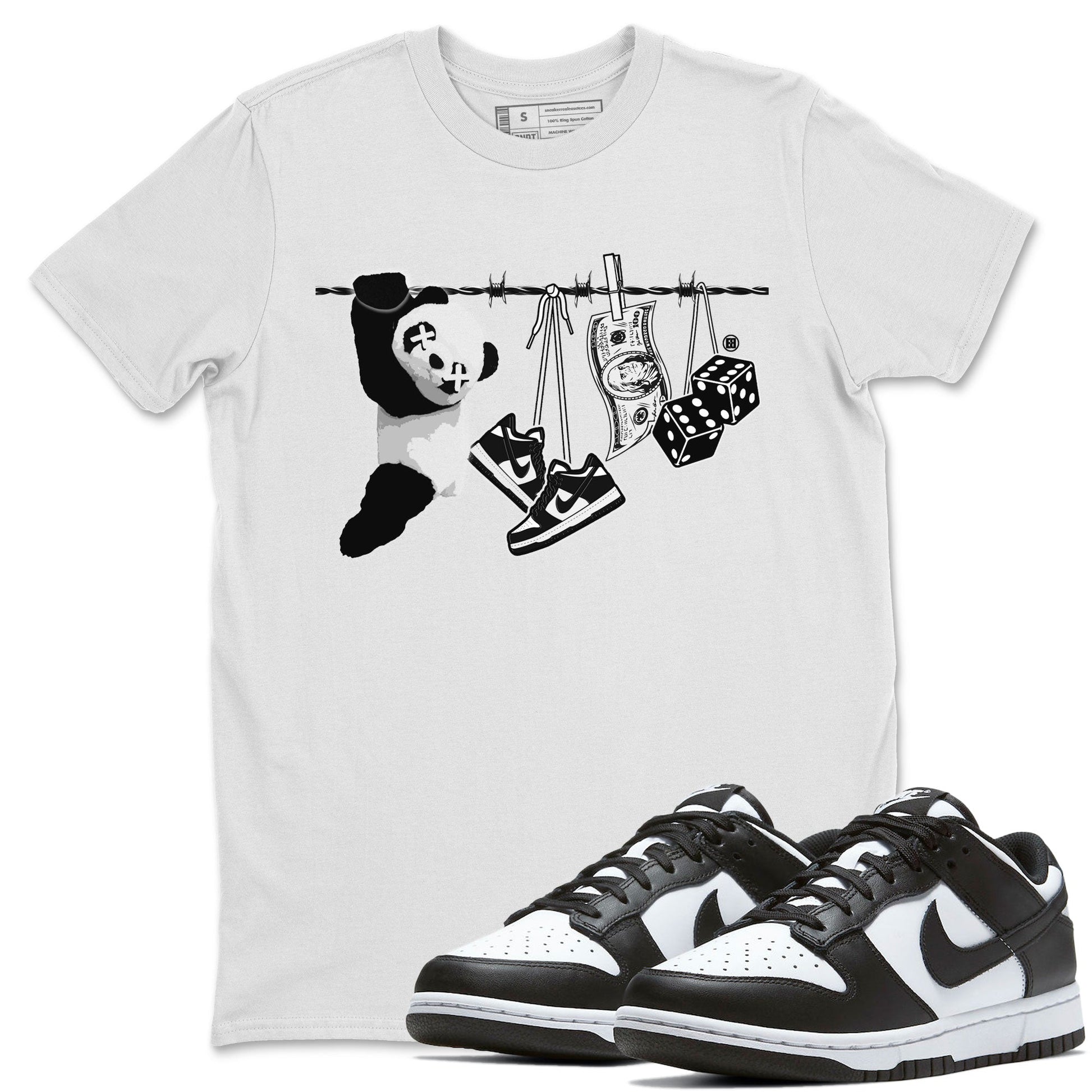 Dunk Panda shirt to match jordans Clothesline sneaker tees Dunk White Black Panda SNRT Sneaker Tees Unisex White 1 T-Shirt