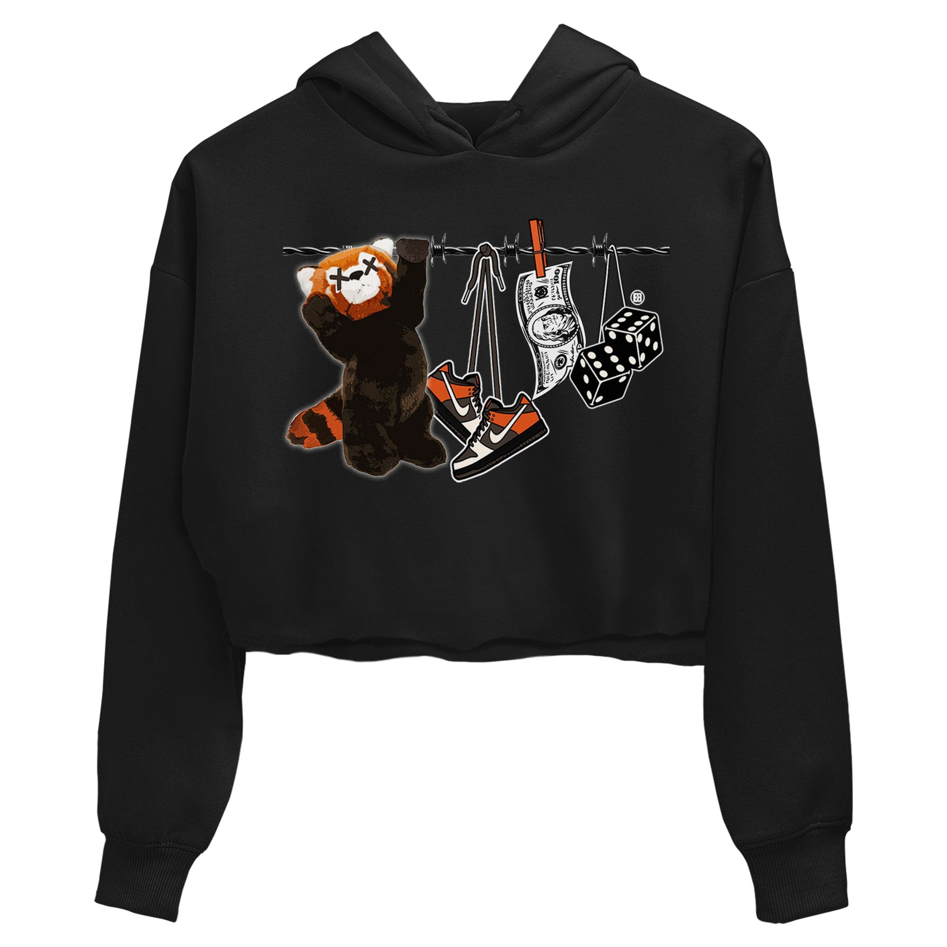 Dunk Red Panda shirt to match jordans Clothesline sneaker tees Dunk Low Red Panda SNRT Sneaker Tees Black 2 Crop T-Shirt