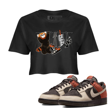 Dunk Red Panda shirt to match jordans Clothesline sneaker tees Dunk Low Red Panda SNRT Sneaker Tees Black 1 Crop T-Shirt