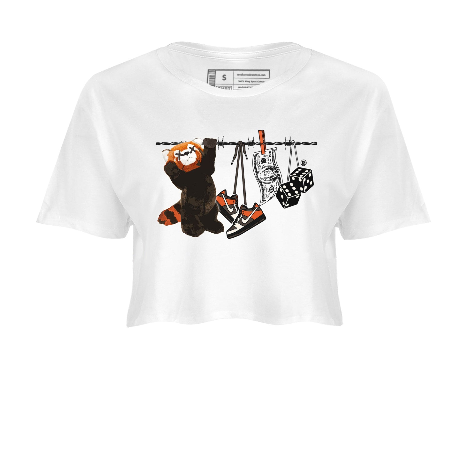 Dunk Red Panda shirt to match jordans Clothesline sneaker tees Dunk Low Red Panda SNRT Sneaker Tees White 2 Crop T-Shirt