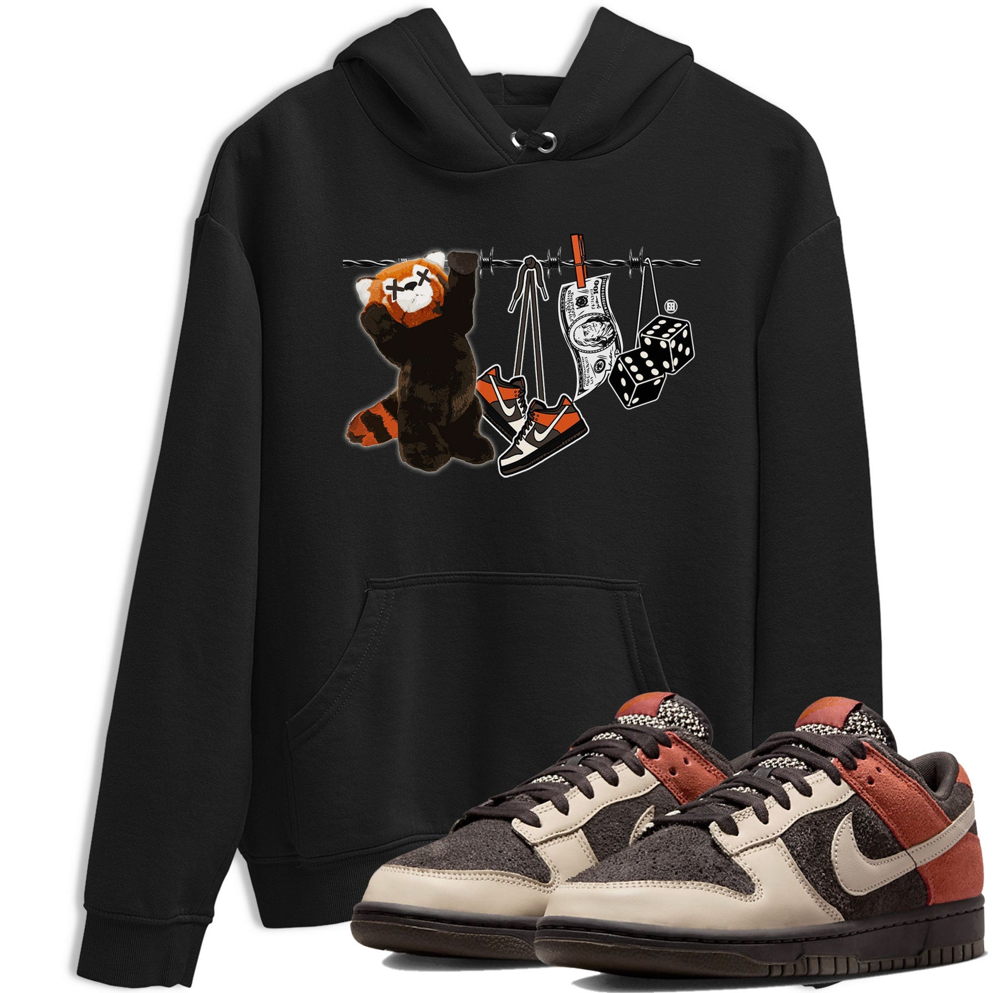 Dunk Red Panda shirt to match jordans Clothesline sneaker tees Dunk Low Red Panda SNRT Sneaker Tees Unisex Black 1 T-Shirt