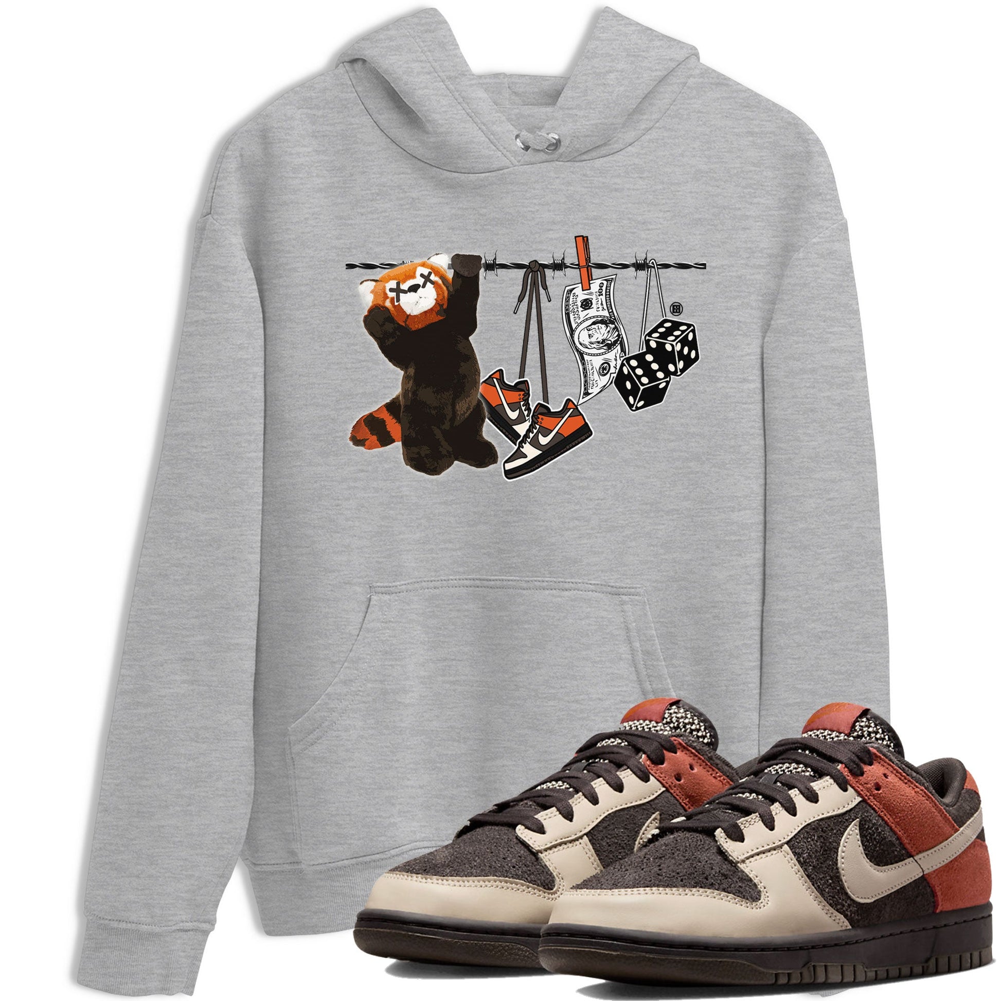 Dunk Red Panda shirt to match jordans Clothesline sneaker tees Dunk Low Red Panda SNRT Sneaker Tees Unisex Heather Grey 1 T-Shirt