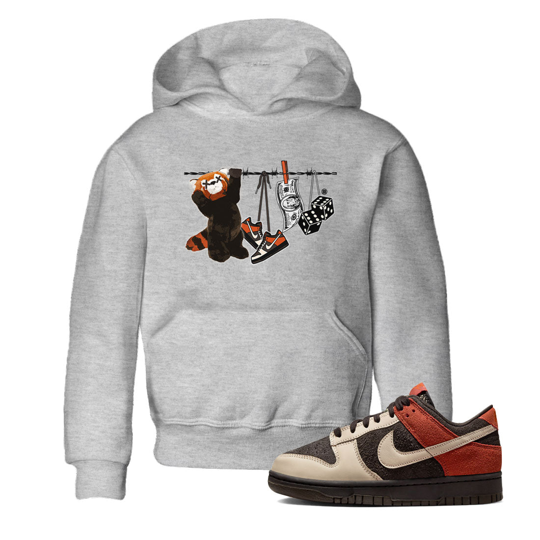 Dunk Red Panda shirt to match jordans Clothesline sneaker tees Dunk Low Red Panda SNRT Sneaker Tees Baby Toddler Heather Grey 1 T-Shirt