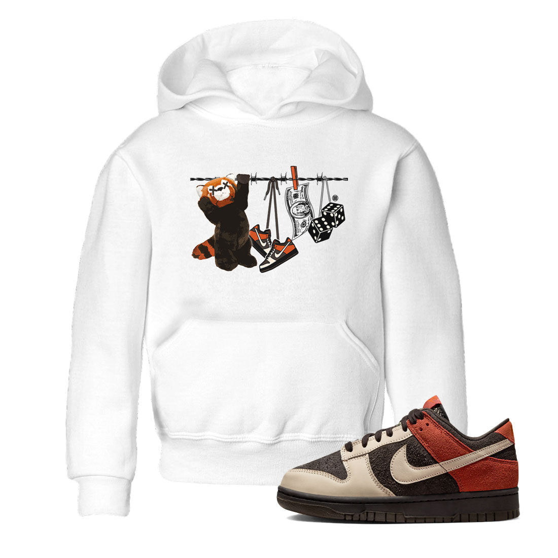 Dunk Red Panda shirt to match jordans Clothesline sneaker tees Dunk Low Red Panda SNRT Sneaker Tees Baby Toddler White 1 T-Shirt