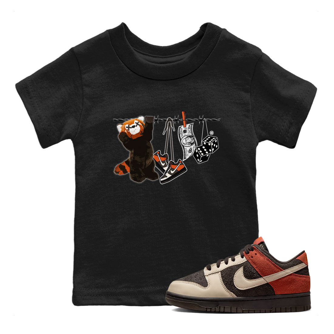Dunk Red Panda shirt to match jordans Clothesline sneaker tees Dunk Low Red Panda SNRT Sneaker Tees Baby Toddler Black 1 T-Shirt