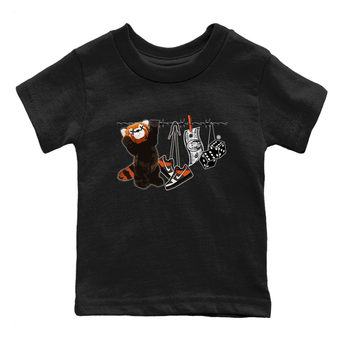Dunk Red Panda shirt to match jordans Clothesline sneaker tees Dunk Low Red Panda SNRT Sneaker Tees Baby Toddler Black 2 T-Shirt