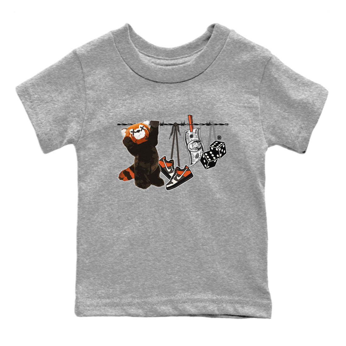 Dunk Red Panda shirt to match jordans Clothesline sneaker tees Dunk Low Red Panda SNRT Sneaker Tees Baby Toddler Heather Grey 2 T-Shirt