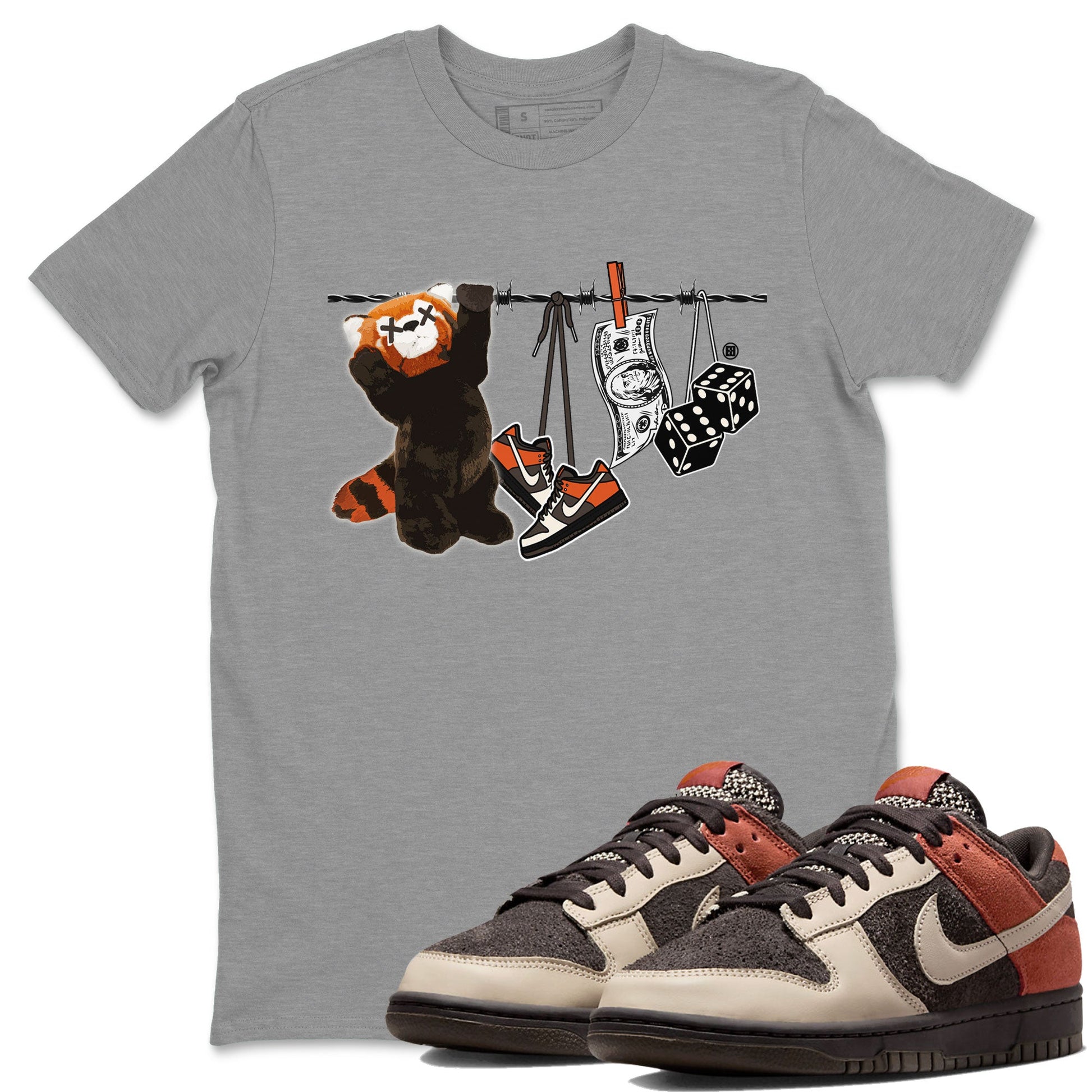 Dunk Red Panda shirt to match jordans Clothesline sneaker tees Dunk Low Red Panda SNRT Sneaker Tees Unisex Heather Grey 1 T-Shirt
