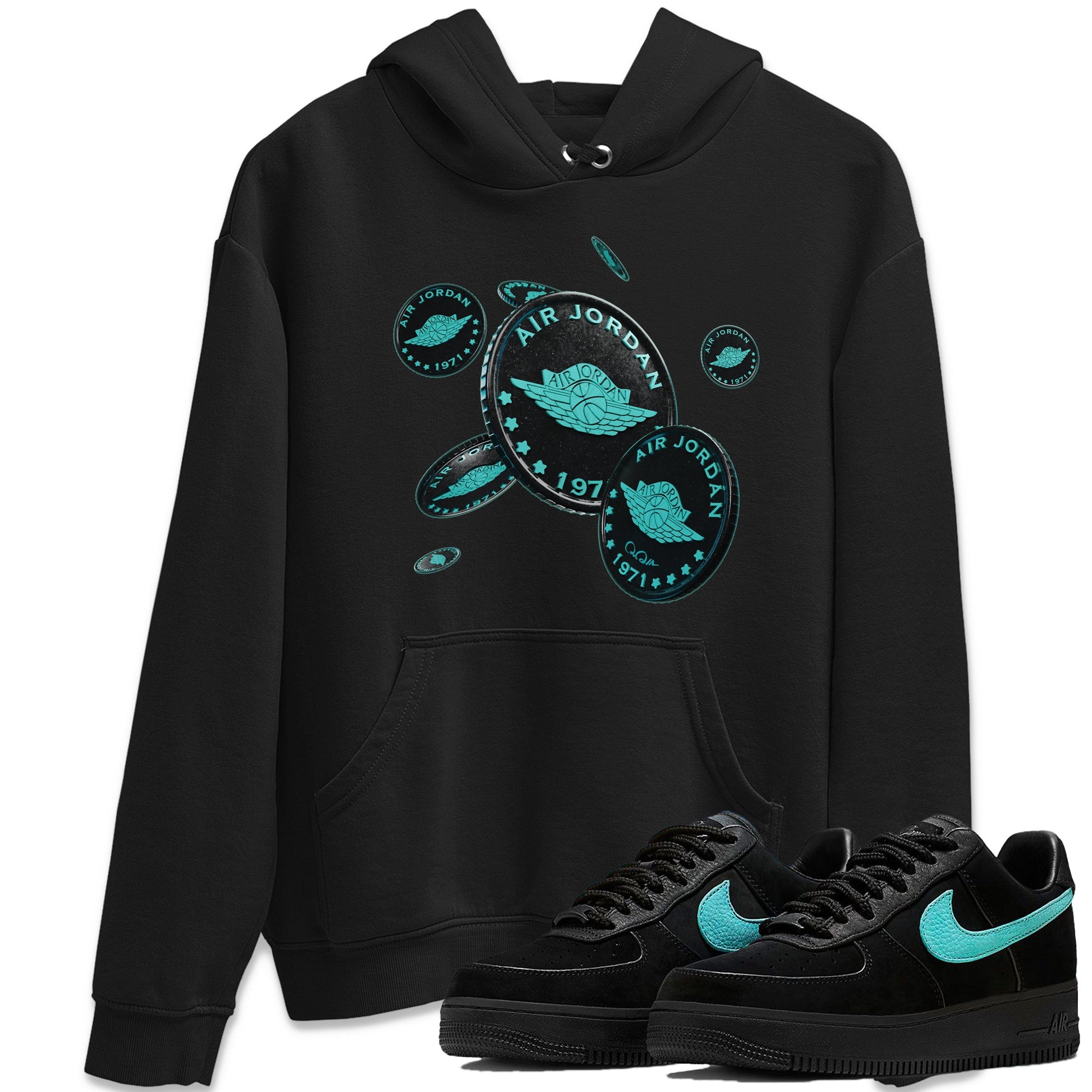 Air Force 1 Tiffany Sneaker Match Tees Coin Drop Sneaker Tees Nike Tiffany AF1Sneaker Release Tees Unisex Shirts Black 1