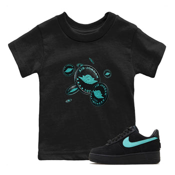 Air Force 1 Tiffany Sneaker Match Tees Coin Drop Sneaker Tees Nike Tiffany AF1Sneaker Release Tees Kids Shirts Black 1