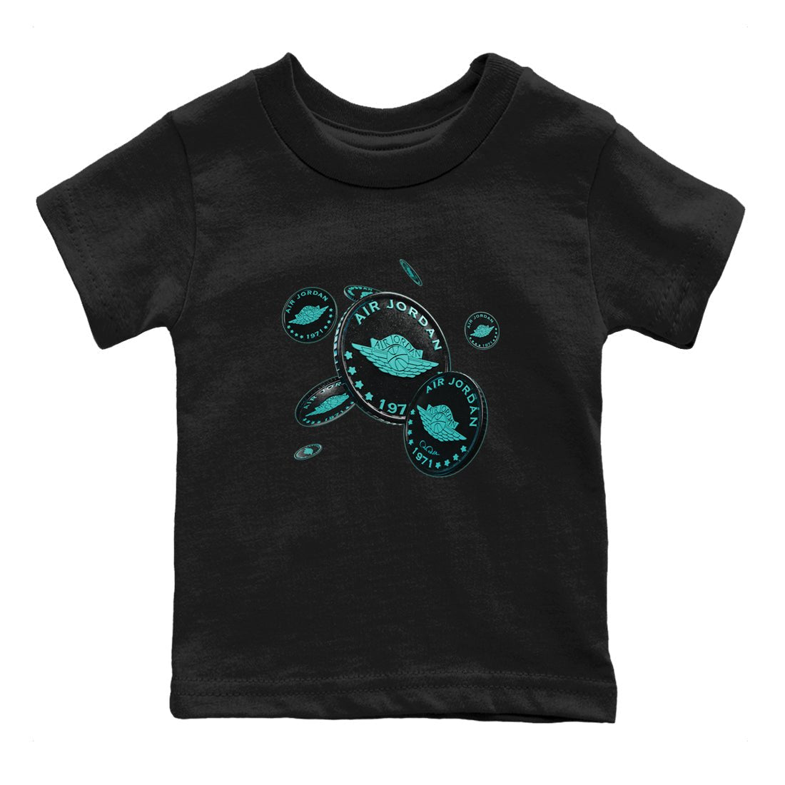 Air Force 1 Tiffany Sneaker Match Tees Coin Drop Sneaker Tees Nike Tiffany AF1Sneaker Release Tees Kids Shirts Black 2