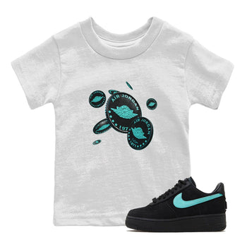 Air Force 1 Tiffany Sneaker Match Tees Coin Drop Sneaker Tees Nike Tiffany AF1Sneaker Release Tees Kids Shirts White 1
