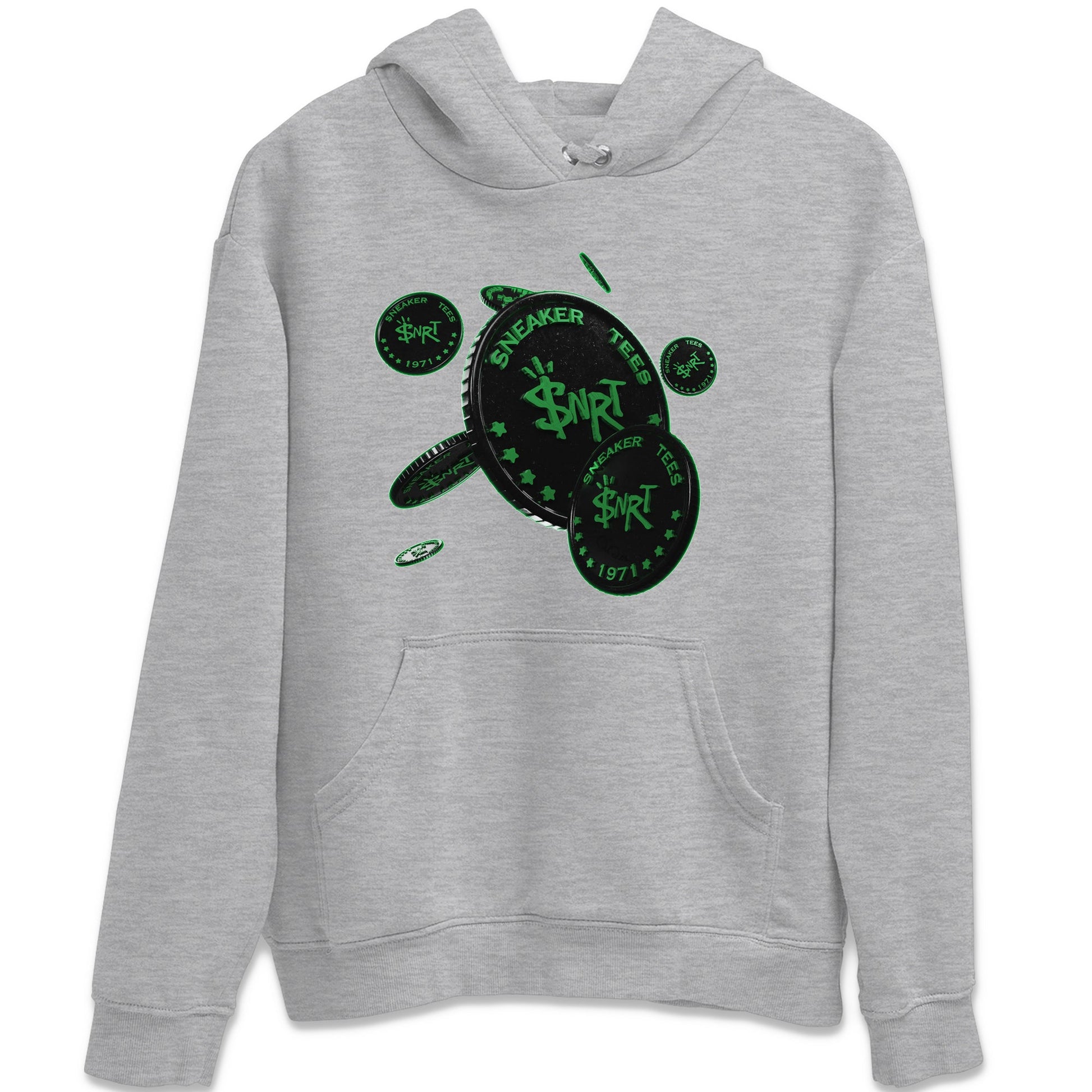 Air Jordan 1 Celtics Sneaker Match Tees Coin Drop Sneaker Tees AJ1 High OG Lucky Green Sneaker Release Tees Unisex Shirts Heather Grey 2