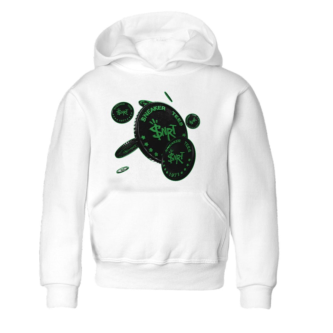 Air Jordan 1 Celtics Sneaker Match Tees Coin Drop Sneaker Tees AJ1 High OG Lucky Green Sneaker Release Tees Kids Shirts White 2