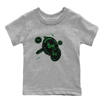 Air Jordan 1 Celtics Sneaker Match Tees Coin Drop Sneaker Tees AJ1 High OG Lucky Green Sneaker Release Tees Kids Shirts Heather Grey 2