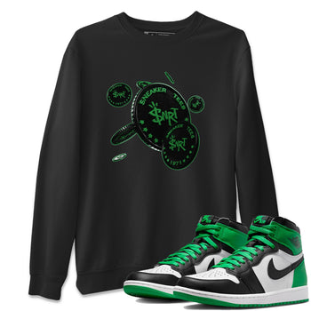 Air Jordan 1 Celtics Sneaker Match Tees Coin Drop Sneaker Tees AJ1 High OG Lucky Green Sneaker Release Tees Unisex Shirts Black 1