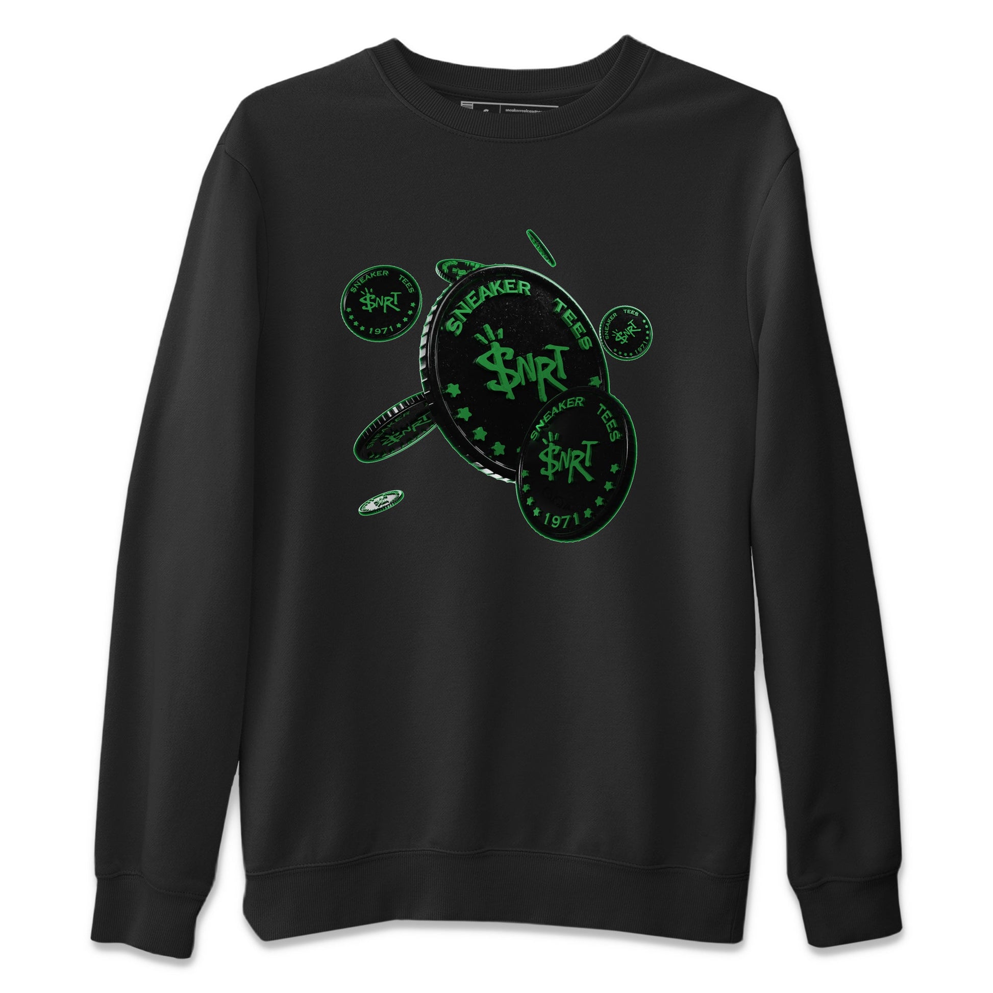 Air Jordan 1 Celtics Sneaker Match Tees Coin Drop Sneaker Tees AJ1 High OG Lucky Green Sneaker Release Tees Unisex Shirts Black 2