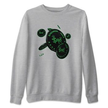 Air Jordan 1 Celtics Sneaker Match Tees Coin Drop Sneaker Tees AJ1 High OG Lucky Green Sneaker Release Tees Unisex Shirts Heather Grey 2