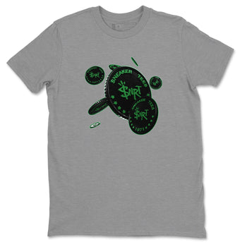 Air Jordan 1 Celtics Sneaker Match Tees Coin Drop Sneaker Tees AJ1 High OG Lucky Green Sneaker Release Tees Unisex Shirts Heather Grey 2