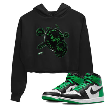 Air Jordan 1 Celtics Sneaker Match Tees Coin Drop Sneaker Tees AJ1 High OG Lucky Green Sneaker Release Tees Women's Shirts Black 1