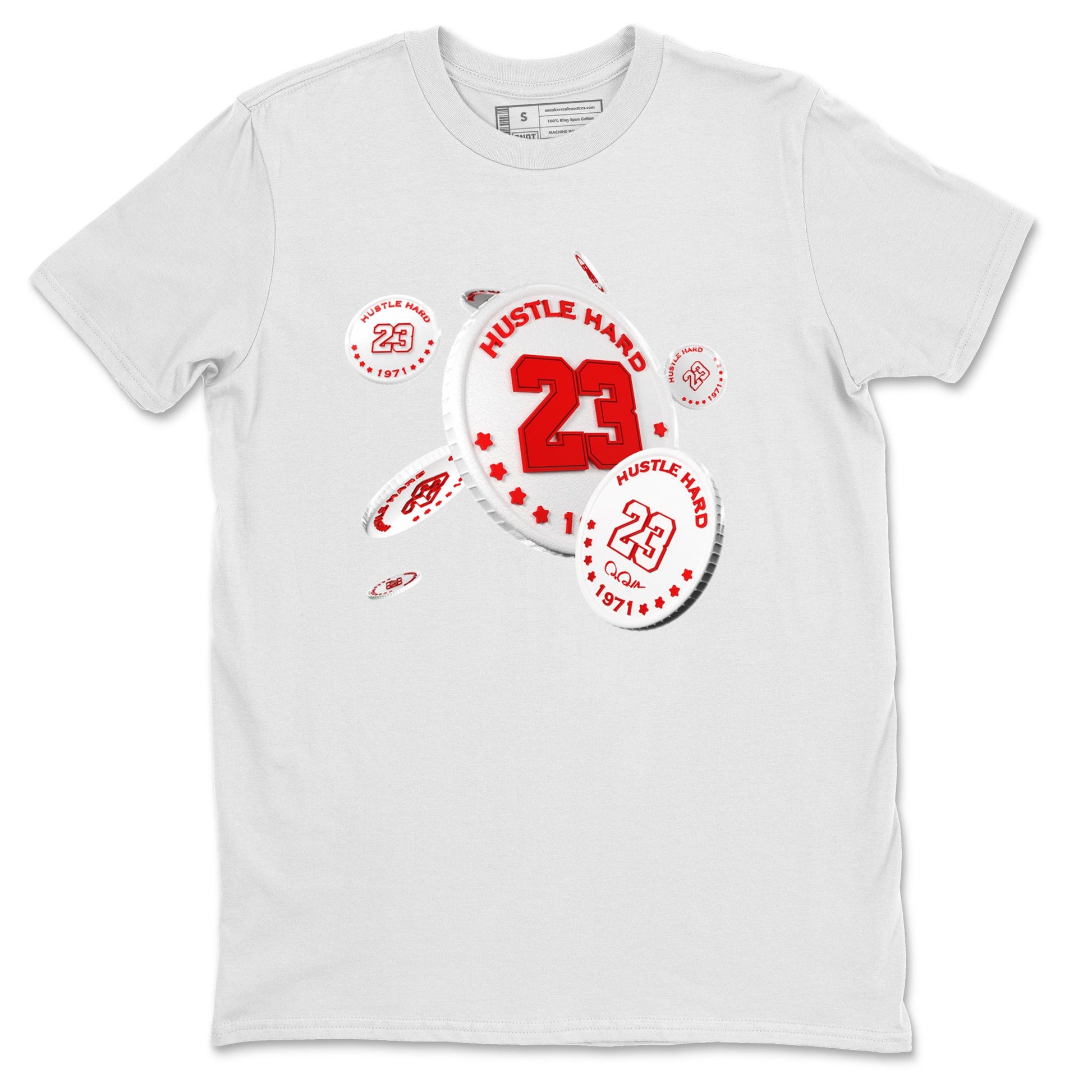 Jordan 1 Low University Red shirt to match jordans Coin Drop sneakertees AJ1 Low University Red SNRT Sneaker Release Tees Unisex White 2 T-Shirt