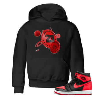 Air Jordan 1 Satin Bred Sneaker Match Tees Coin Drop Sneaker Tees AJ1 Satin Bred Sneaker Release Tees Kids Shirts Black 1