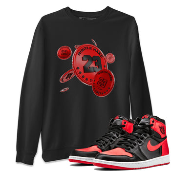 Air Jordan 1 Satin Bred Sneaker Match Tees Coin Drop Sneaker Tees AJ1 Satin Bred Sneaker Release Tees Unisex Shirts Black 1