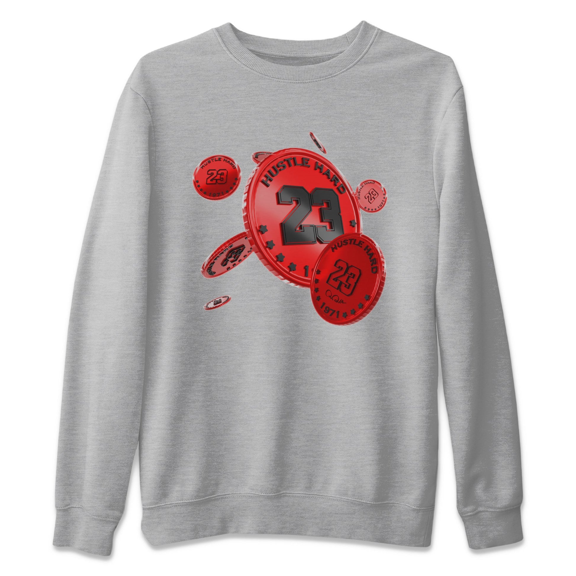 Air Jordan 1 Satin Bred Sneaker Match Tees Coin Drop Sneaker Tees AJ1 Satin Bred Sneaker Release Tees Unisex Shirts Heather Grey 2