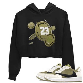Air Jordan 1 Travis Scott Golf shirt to match jordans Coin Drop sneaker tees AJ1 lowTravis Scott Golf SNRT Sneaker Release Tees Black 1 Crop T-Shirt