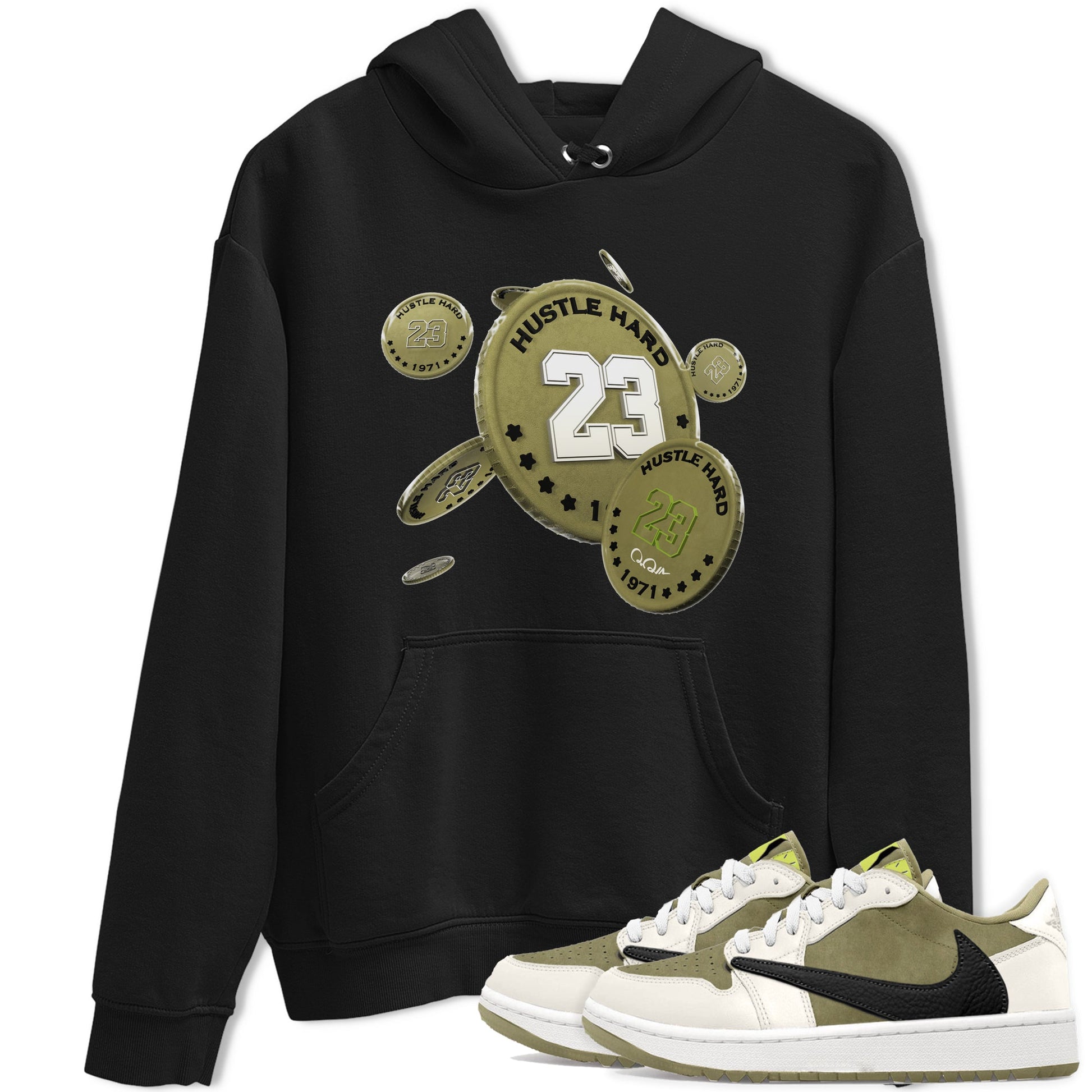 Air Jordan 1 Travis Scott Golf shirt to match jordans Coin Drop sneaker tees AJ1 lowTravis Scott Golf SNRT Sneaker Release Tees Unisex Black 1 T-Shirt