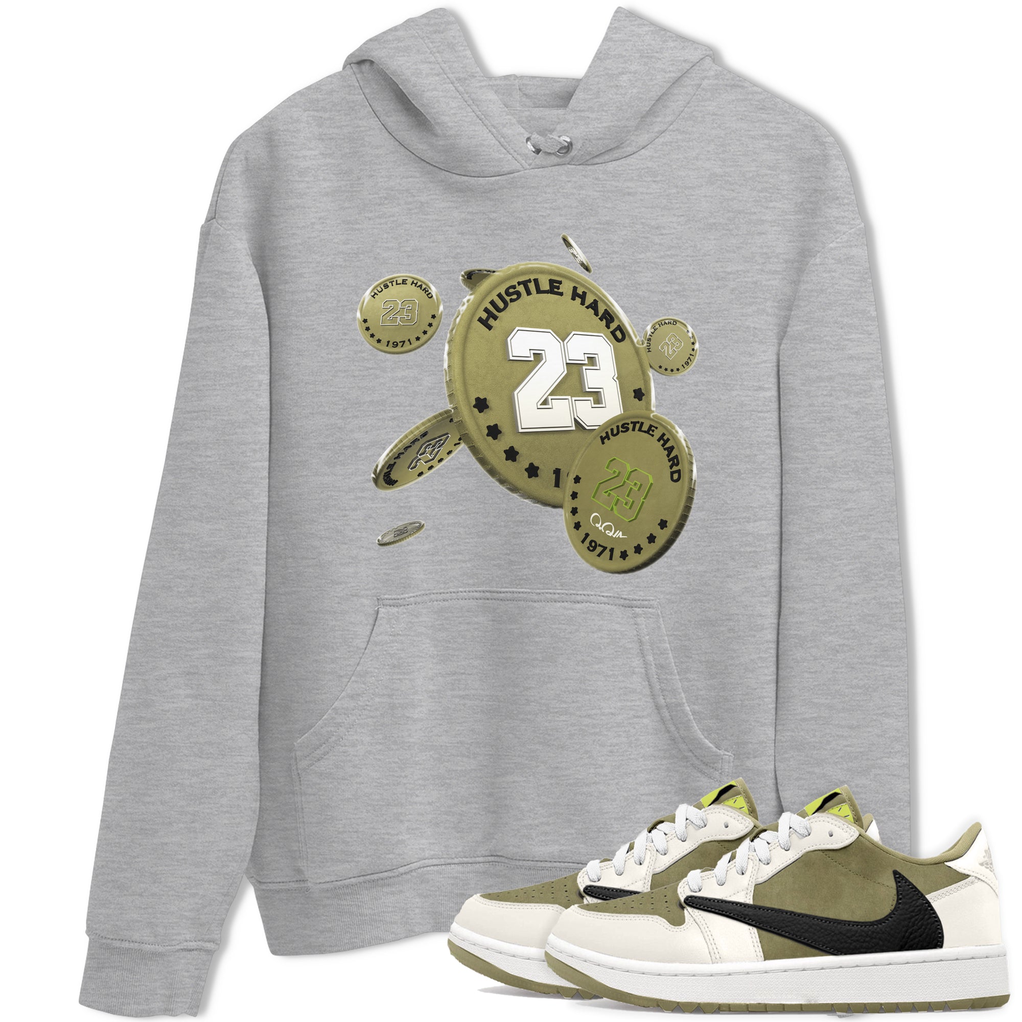 Air Jordan 1 Travis Scott Golf shirt to match jordans Coin Drop sneaker tees AJ1 lowTravis Scott Golf SNRT Sneaker Release Tees Unisex Heather Grey 1 T-Shirt