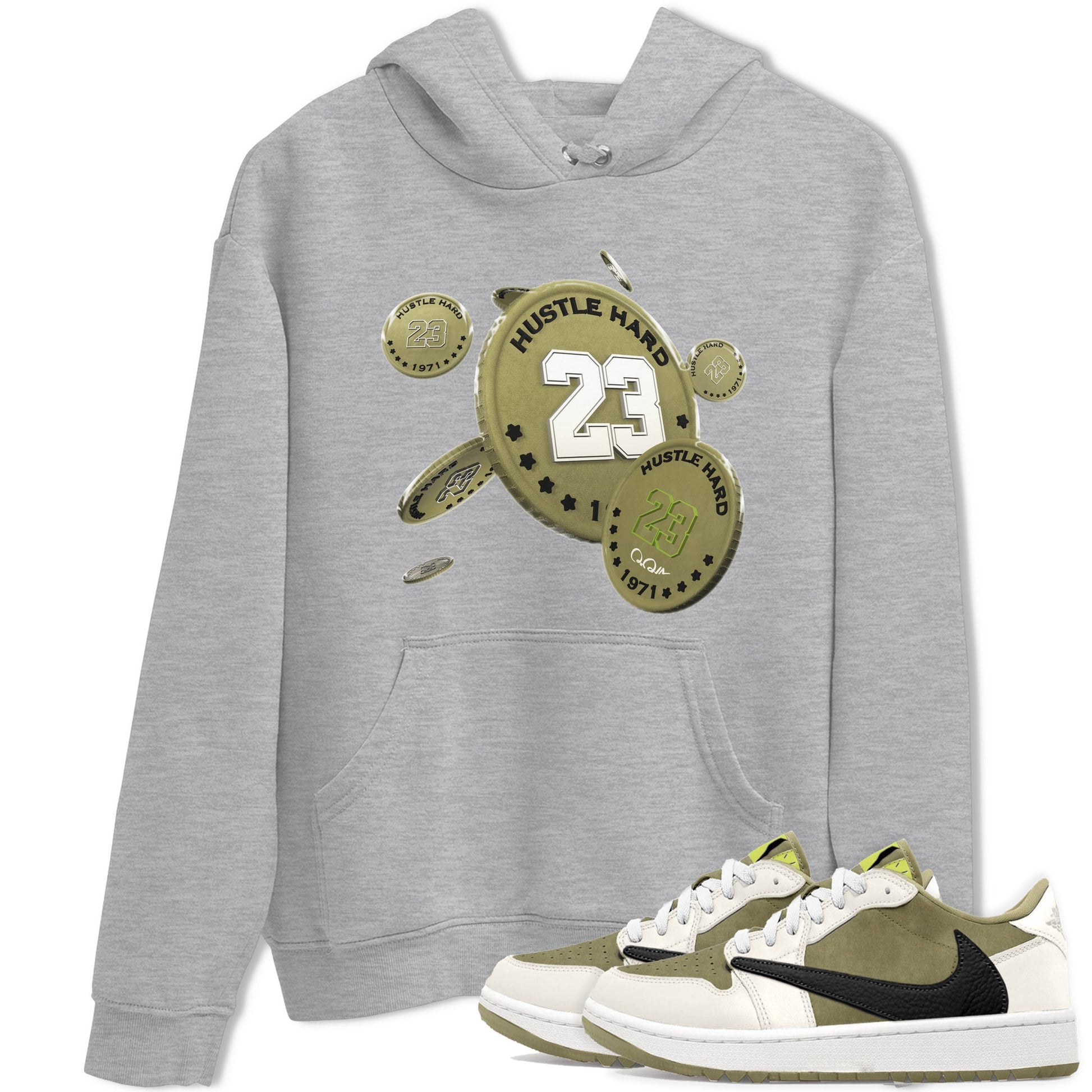 Air Jordan 1 Travis Scott Golf shirt to match jordans Coin Drop sneaker tees AJ1 lowTravis Scott Golf SNRT Sneaker Release Tees Unisex Heather Grey 1 T-Shirt