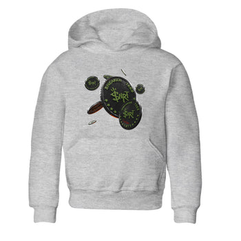 Air Jordan 1 Travis Scott Olive Sneaker Match Tees Coin Drop Sneaker Tees AJ1 OG Travis Scott Olive Sneaker Release Tees Kids Shirts Heather Grey 2