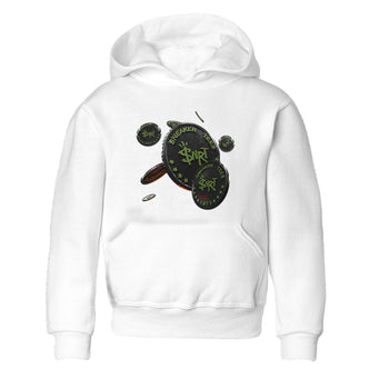 Air Jordan 1 Travis Scott Olive Sneaker Match Tees Coin Drop Sneaker Tees AJ1 OG Travis Scott Olive Sneaker Release Tees Kids Shirts White 2