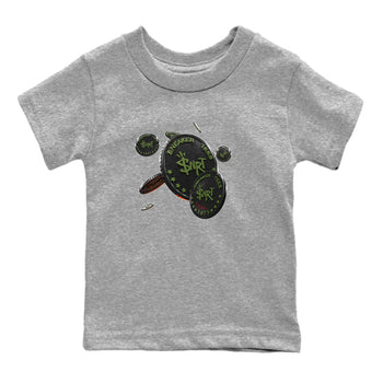 Air Jordan 1 Travis Scott Olive Sneaker Match Tees Coin Drop Sneaker Tees AJ1 OG Travis Scott Olive Sneaker Release Tees Kids Shirts Heather Grey 2