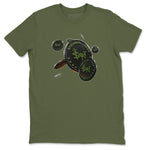 Air Jordan 1 Travis Scott Olive Sneaker Match Tees Coin Drop Sneaker Tees AJ1 OG Travis Scott Olive Sneaker Release Tees Unisex Shirts Military Green 2