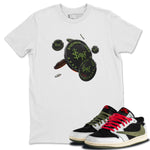 Air Jordan 1 Travis Scott Olive Sneaker Match Tees Coin Drop Sneaker Tees AJ1 OG Travis Scott Olive Sneaker Release Tees Unisex Shirts White 1