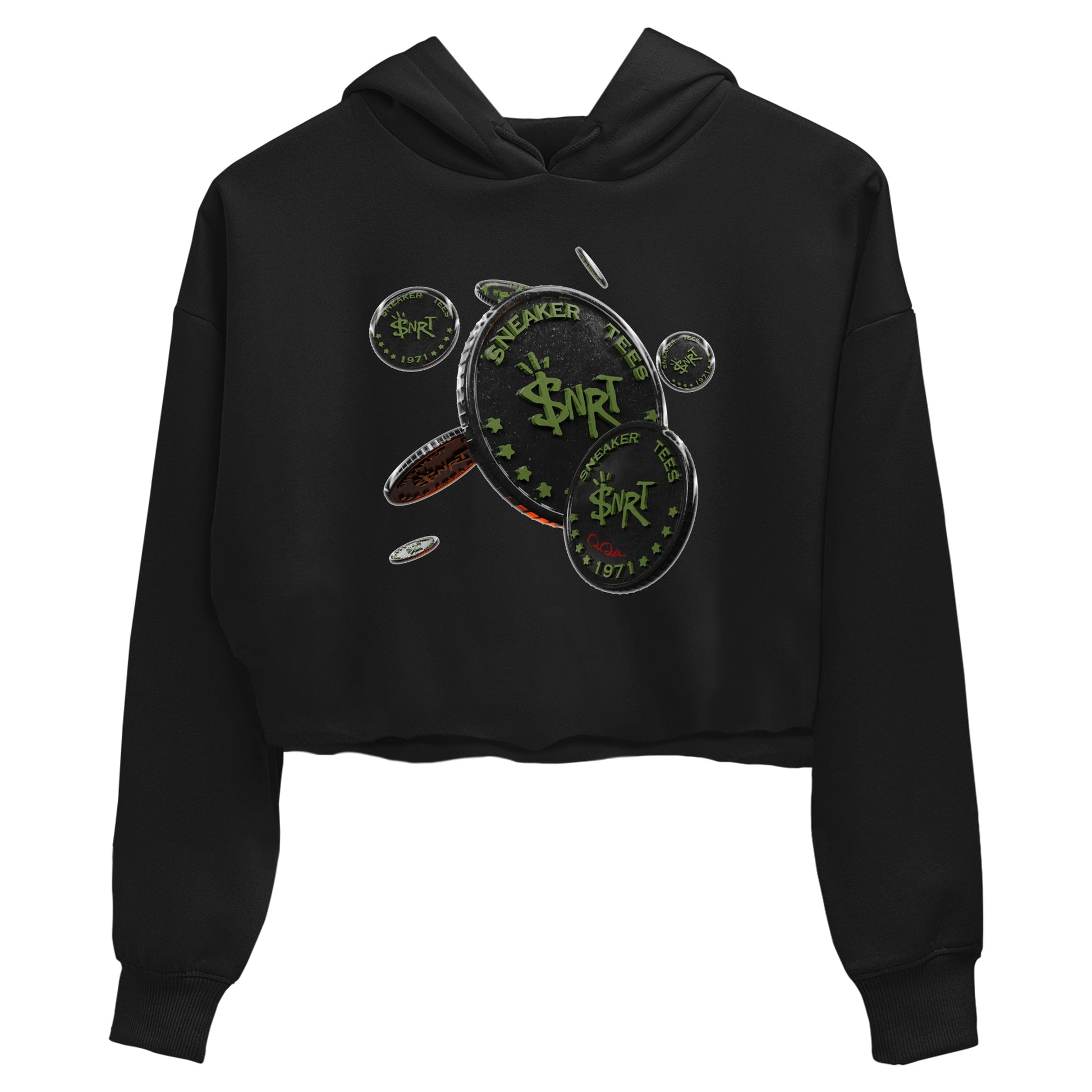 Air Jordan 1 Travis Scott Olive Sneaker Match Tees Coin Drop Sneaker Tees AJ1 OG Travis Scott Olive Sneaker Release Tees Women's Shirts Black 2