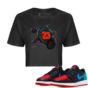 Air Jordan 1 UNC to Chicago Sneaker Match Tees Coin Drop Sneaker Tees AJ1 UNC to Chicago Sneaker Release Tees Women's Shirts Black 1