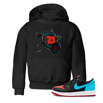 Air Jordan 1 UNC to Chicago Sneaker Match Tees Coin Drop Sneaker Tees AJ1 UNC to Chicago Sneaker Release Tees Kids Shirts Black 1