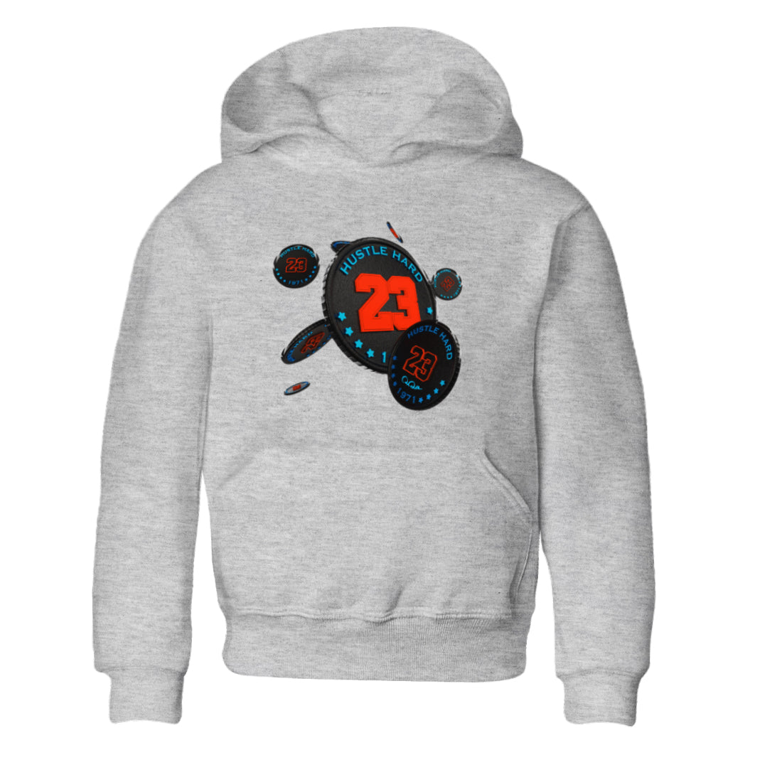Air Jordan 1 UNC to Chicago Sneaker Match Tees Coin Drop Sneaker Tees AJ1 UNC to Chicago Sneaker Release Tees Kids Shirts Heather Grey 2