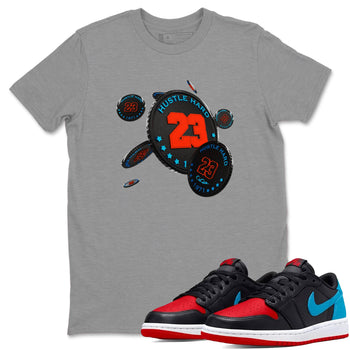 Air Jordan 1 UNC to Chicago Sneaker Match Tees Coin Drop Sneaker Tees AJ1 UNC to Chicago Sneaker Release Tees Unisex Shirts Heather Grey 1
