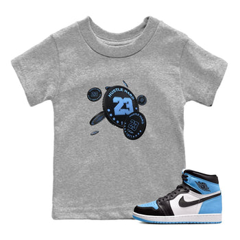 Air Jordan 1 Retro High OG UNC Toe Shirt to match Jordans Coin Drop Sneaker Tees AJ1 UNC Toe SNRT Sneaker Release Tees Kids and Baby Tees Heather Grey 1