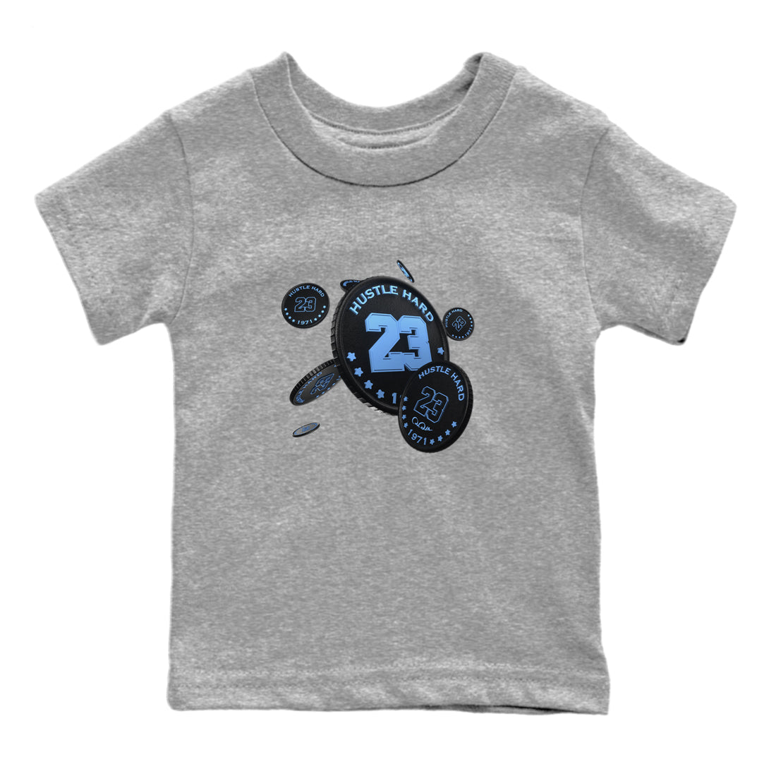 Air Jordan 1 Retro High OG UNC Toe Shirt to match Jordans Coin Drop Sneaker Tees AJ1 UNC Toe SNRT Sneaker Release Tees Kids and Baby Tees Heather Grey 2