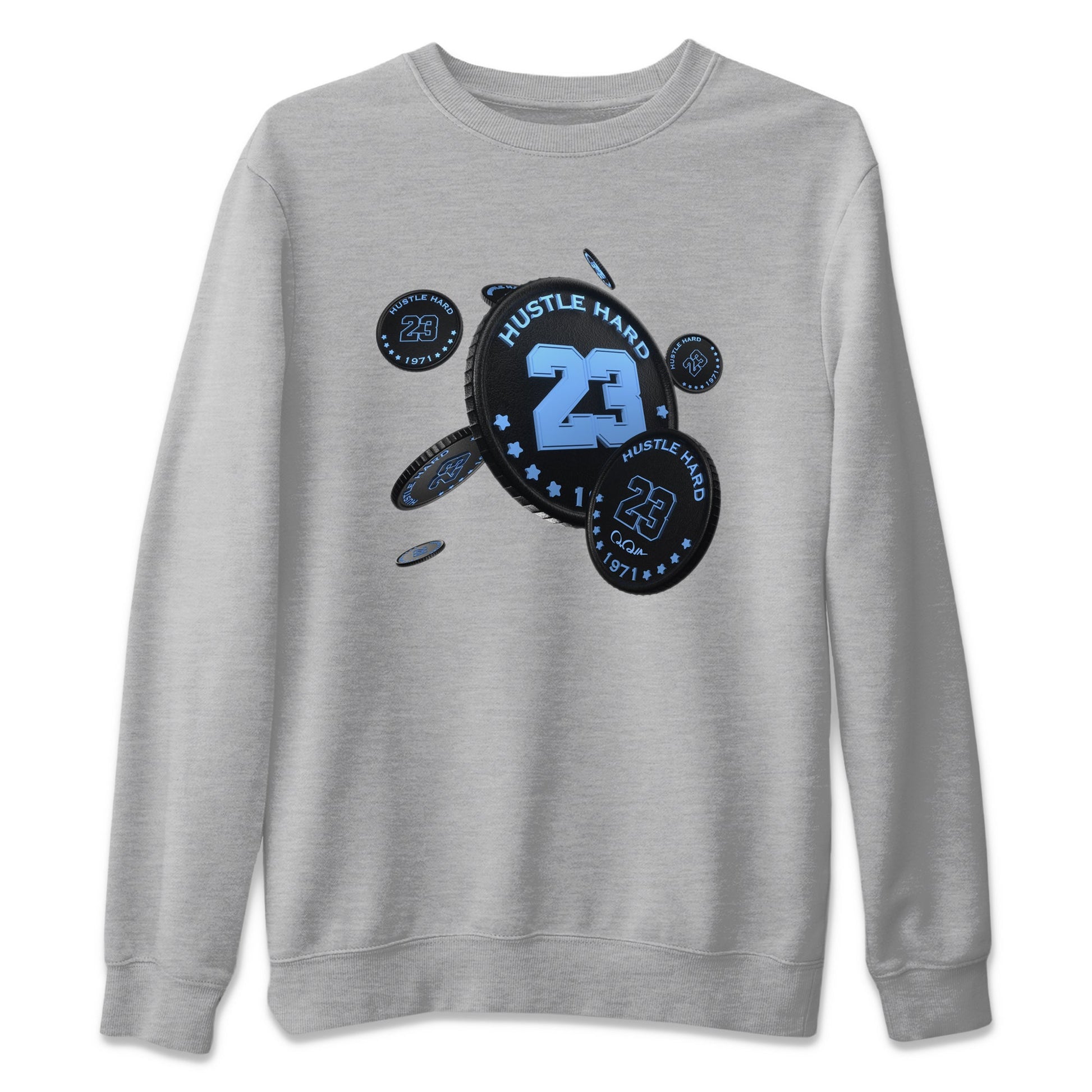 Air Jordan 1 Retro High OG UNC Toe Shirt to match Jordans Coin Drop Sneaker Tees AJ1 UNC Toe SNRT Sneaker Release Tees Crew Neck T-Shirts Heather Grey 2