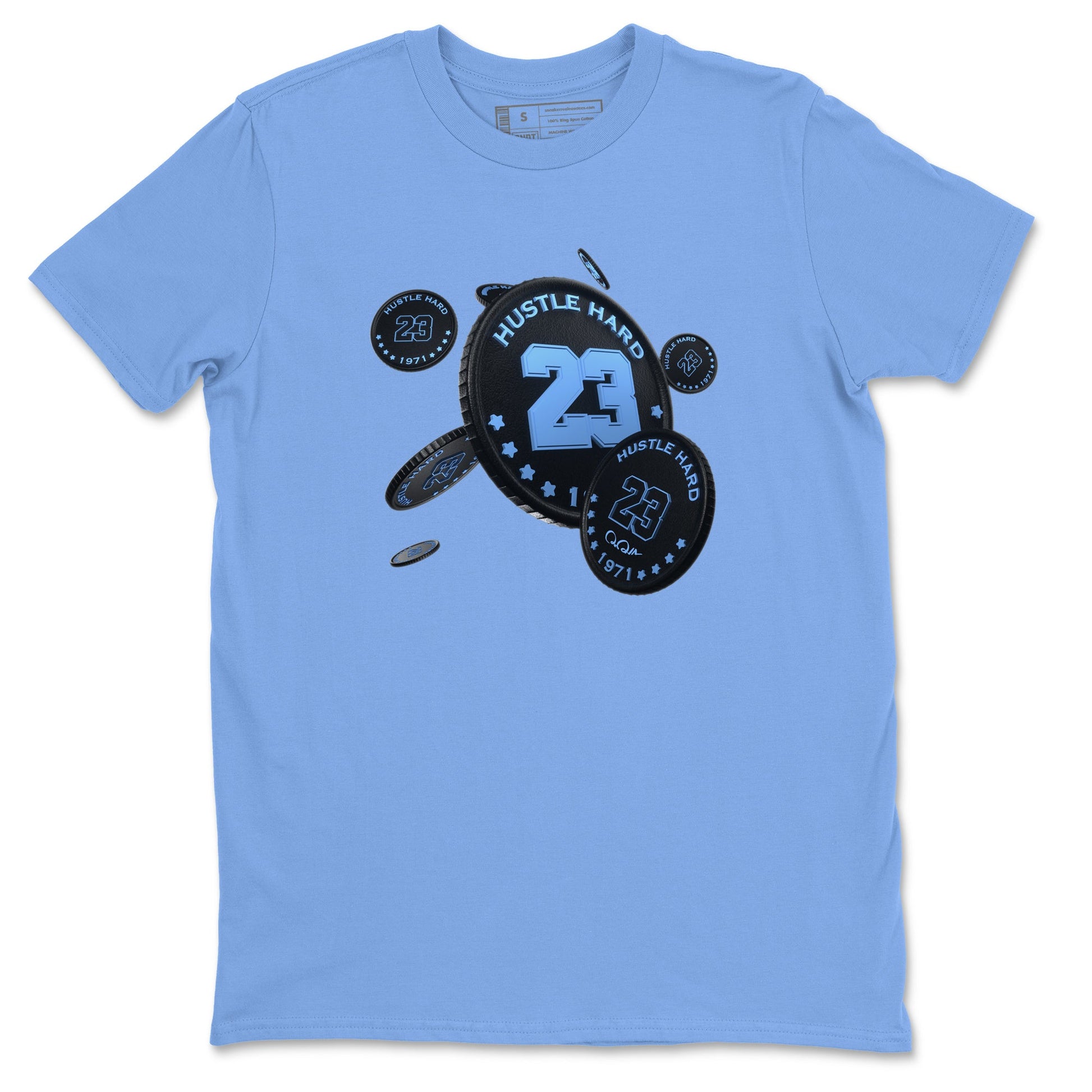 Air Jordan 1 Retro High OG UNC Toe Shirt to match Jordans Coin Drop Sneaker Tees AJ1 UNC Toe SNRT Sneaker Release Tees Crew Neck T-Shirts Carolina Blue 2