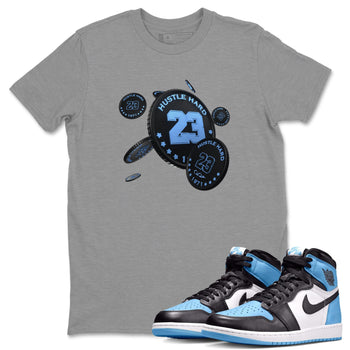 Air Jordan 1 Retro High OG UNC Toe Shirt to match Jordans Coin Drop Sneaker Tees AJ1 UNC Toe SNRT Sneaker Release Tees Crew Neck T-Shirts Heather Grey 1