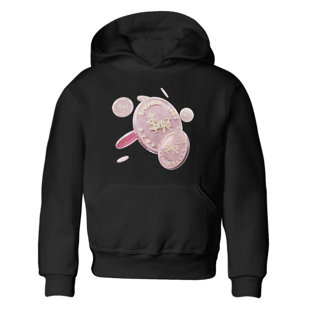 AJ1 Retro High OG Washed Pink Sneaker Match Tees Coin Drop Sneaker Tees AJ1 Retro High OG Washed Pink Sneaker Release Tees Kids Shirts Black 2