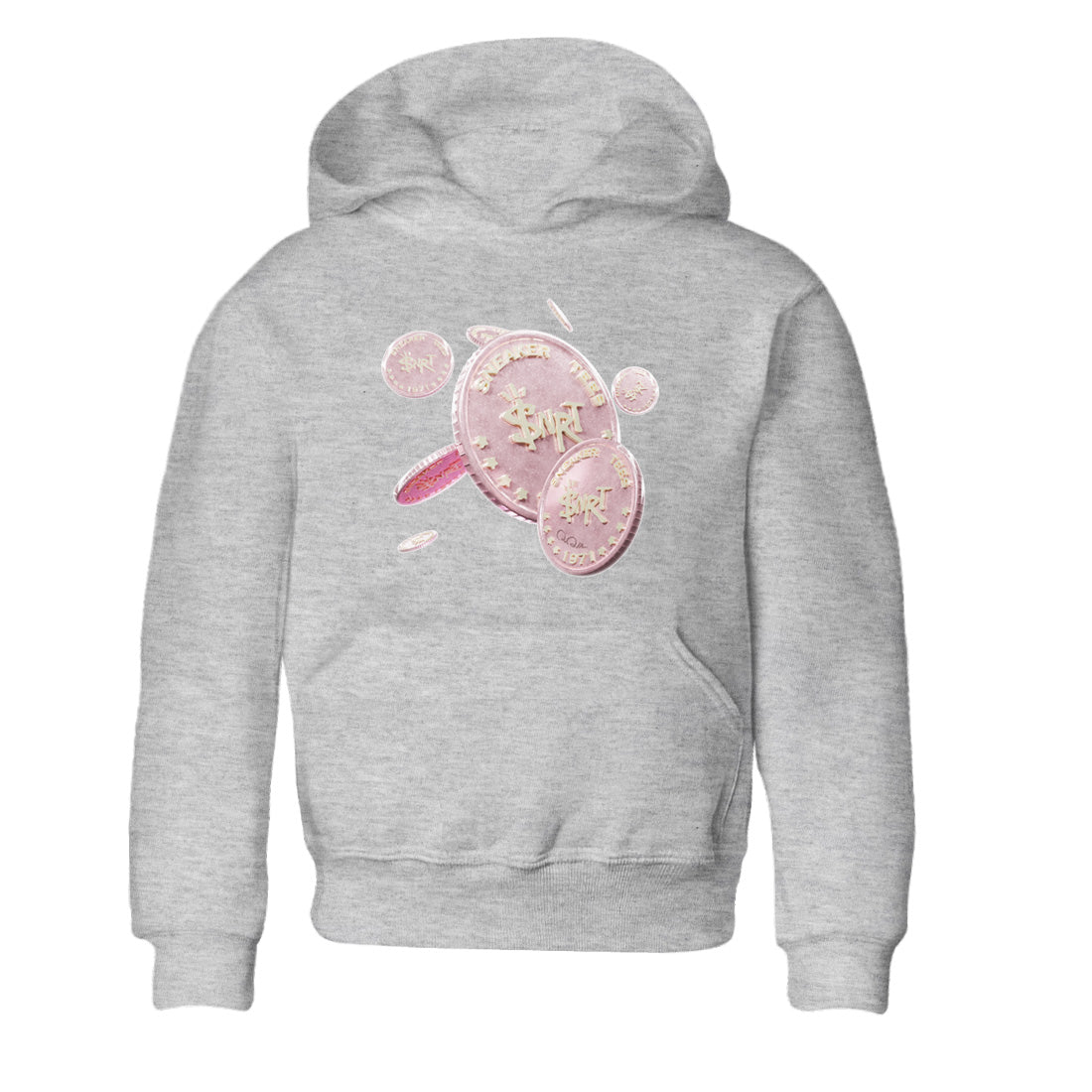 AJ1 Retro High OG Washed Pink Sneaker Match Tees Coin Drop Sneaker Tees AJ1 Retro High OG Washed Pink Sneaker Release Tees Kids Shirts Heather Grey 2