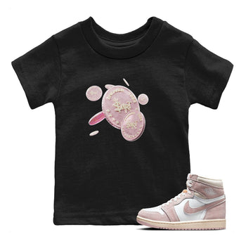 AJ1 Retro High OG Washed Pink Sneaker Match Tees Coin Drop Sneaker Tees AJ1 Retro High OG Washed Pink Sneaker Release Tees Kids Shirts Black 1